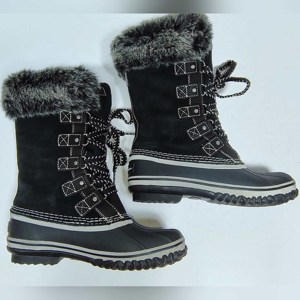 Eddie Bauer Women's Hunt Pack Snow Boot Faux Fur With Leather And Suede Size 6